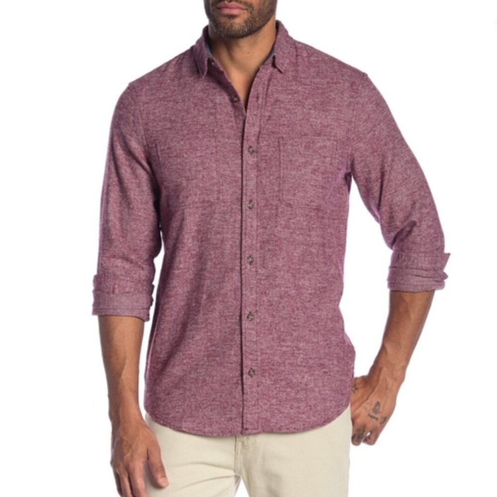 Wallin & Bros Men's Long Sleeve Red Flannel Button Up Shirt in Small